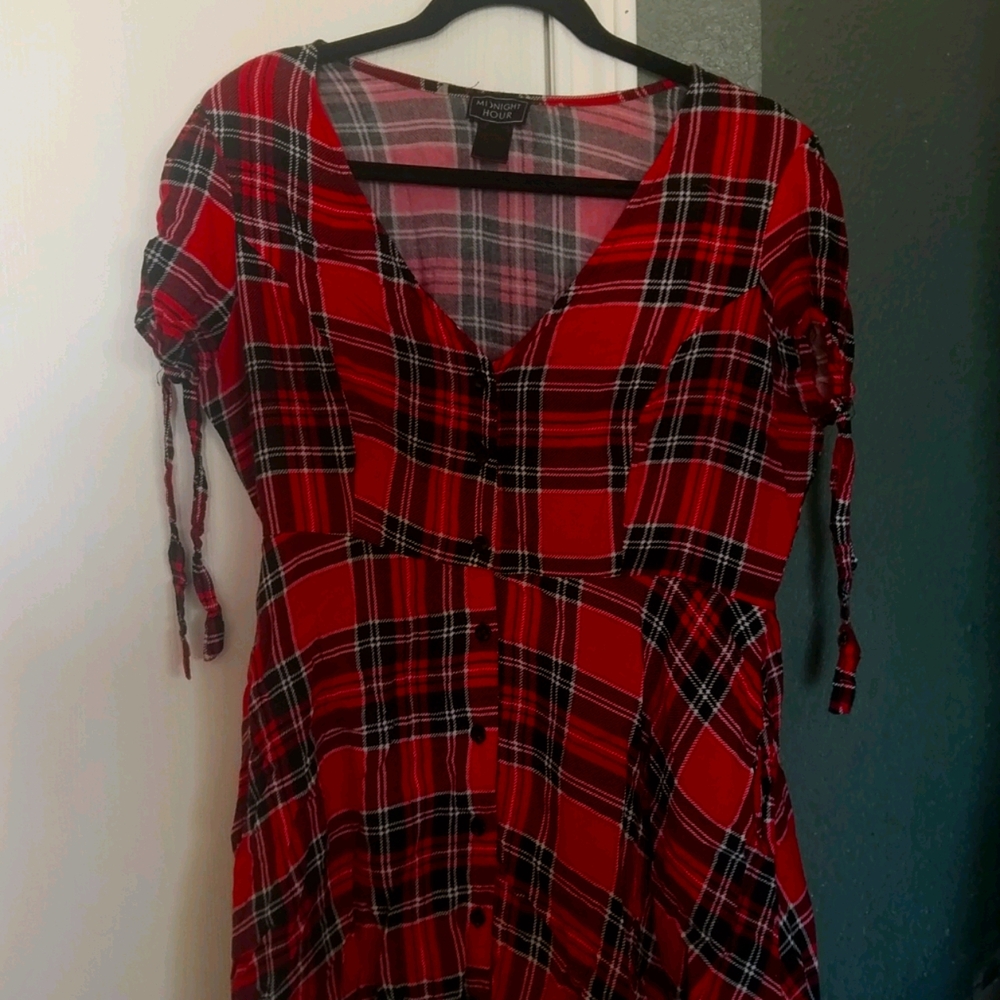 Midnight Hour Red Plaid Swing Dress w/ Pockets